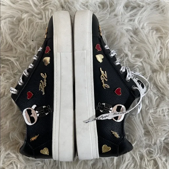 KARL LAGERFELD PARIS CATE PINS LACE UP LEATHER SNEAKER SIZE 7 - Picture 10 of 14